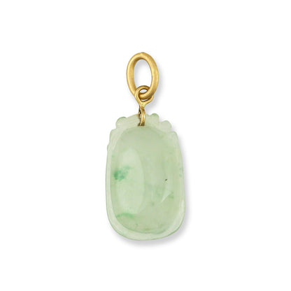 Small Water Jadeite Jade Carved Gourd 14K Yellow Gold Pendant | UPC #375727
