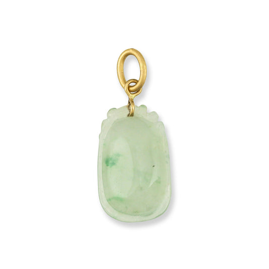Small Water Jadeite Jade Carved Gourd 14K Yellow Gold Pendant | UPC #375727