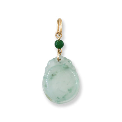 Water Jadeite Jade Carved Gourd 14k Yellow Gold Pendant | UPC #375819
