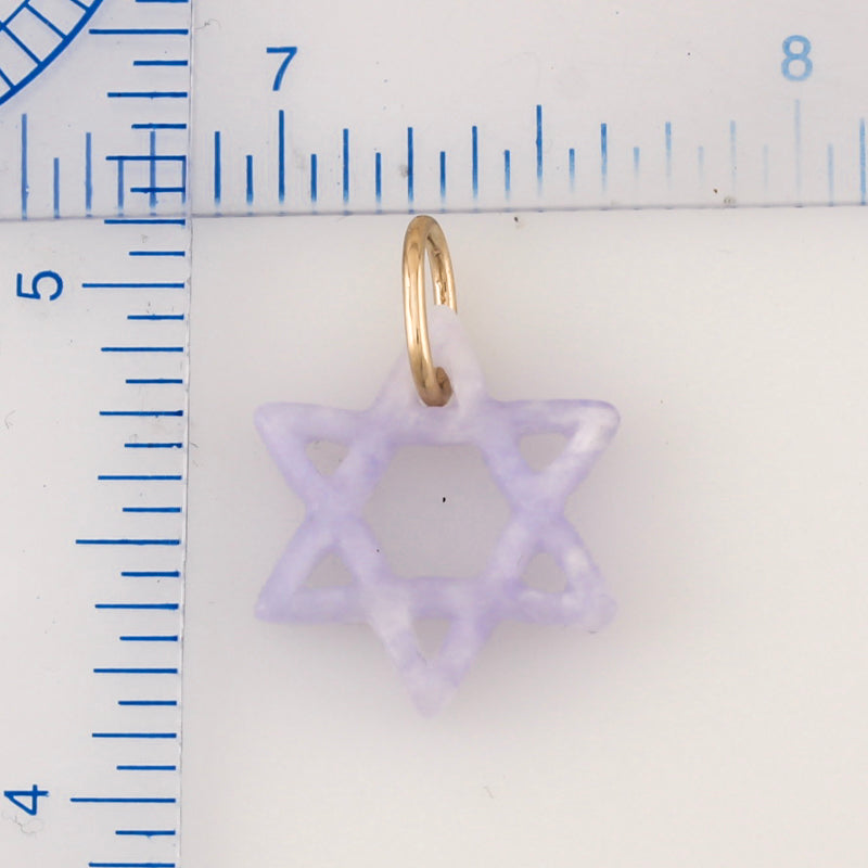 14K YELLOW GOLD LAVENDER JADEITE JADE STAR OF DAVID PENDANT UPC #389847
