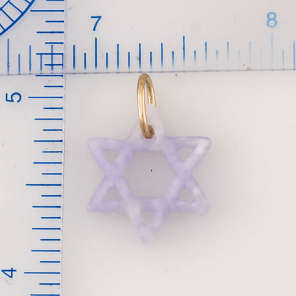 14K YELLOW GOLD LAVENDER JADEITE JADE STAR OF DAVID PENDANT UPC #389847