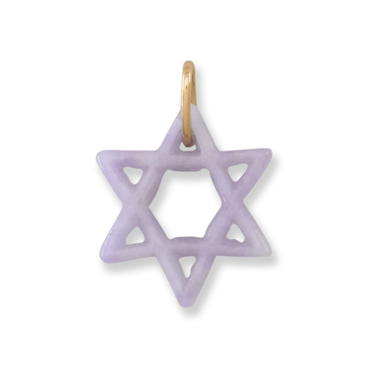 Lavender Jadeite Jade Star of David 14k Yellow Gold Pendant | UPC #389847