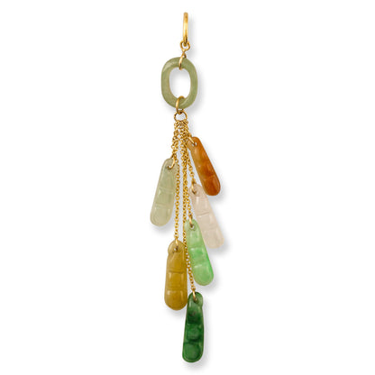14K Yellow Gold Rainbow Jade Carving Pea Pod Pendant | UPC #388888