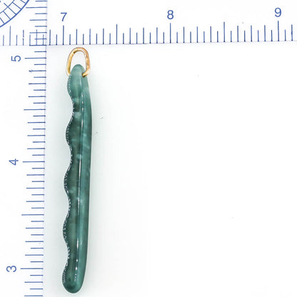 Blue Green Jadeite Jade Freeform 14K Yellow Gold Pendant | Guatemalan Jade | UPC #400900