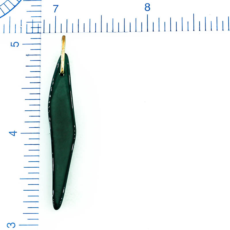 Blue Green Jadeite Jade Freeform 14K Yellow Gold Pendant | Guatemalan Jade | UPC #400894