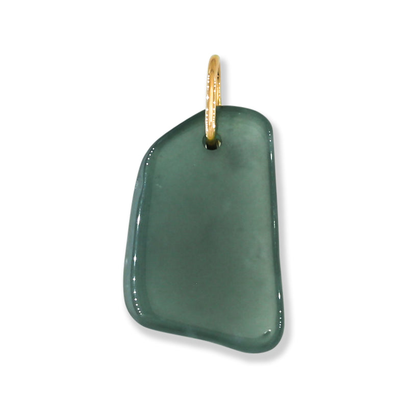 Blue Green Jadeite Jade Freeform 14K Yellow Gold Pendant | Guatemalan Jade | UPC #400849