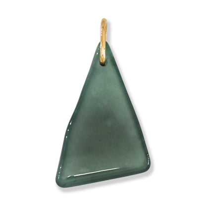Blue Green Jadeite Jade Freeform 14K Yellow Gold Pendant | Guatemalan Jade | UPC #400849