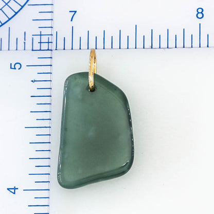 Blue Green Jadeite Jade Freeform 14K Yellow Gold Pendant | Guatemalan Jade | UPC #400849