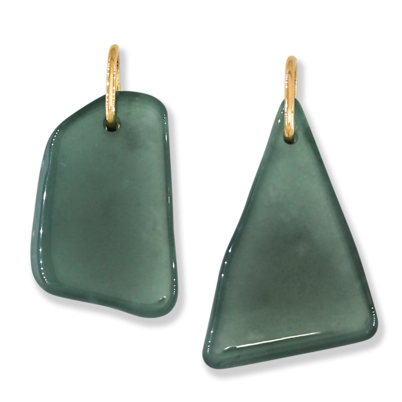 Blue Green Jadeite Jade Freeform 14K Yellow Gold Pendant | Guatemalan Jade | UPC #400849