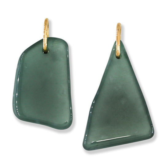 Blue Green Jadeite Jade Freeform 14K Yellow Gold Pendant | Guatemalan Jade | UPC #400849