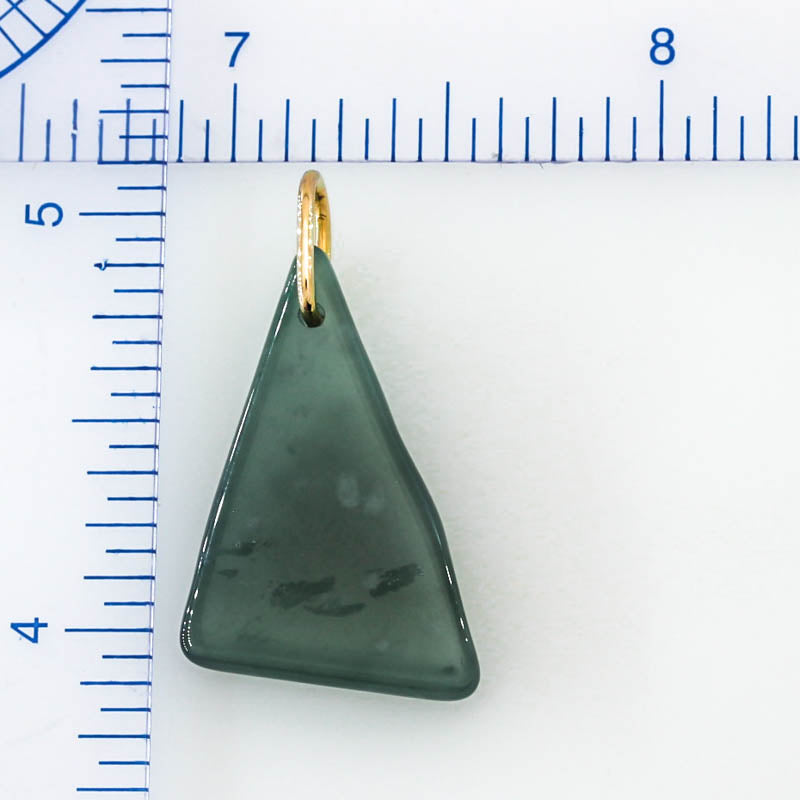 Blue Green Jadeite Jade Freeform 14K Yellow Gold Pendant | Guatemalan Jade | UPC #400849