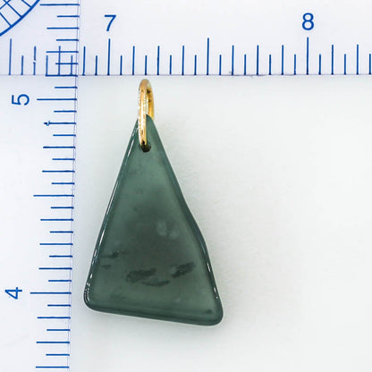 Blue Green Jadeite Jade Freeform 14K Yellow Gold Pendant | Guatemalan Jade | UPC #400849