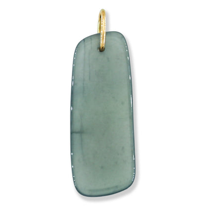 Blue Green Jadeite Jade Freeform 14K Yellow Gold Pendant | Guatemalan Jade | UPC #400856