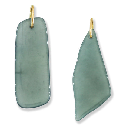 Blue Green Jadeite Jade Freeform 14K Yellow Gold Pendant | Guatemalan Jade | UPC #400856