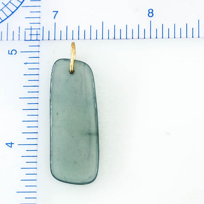 Blue Green Jadeite Jade Freeform 14K Yellow Gold Pendant | Guatemalan Jade | UPC #400856