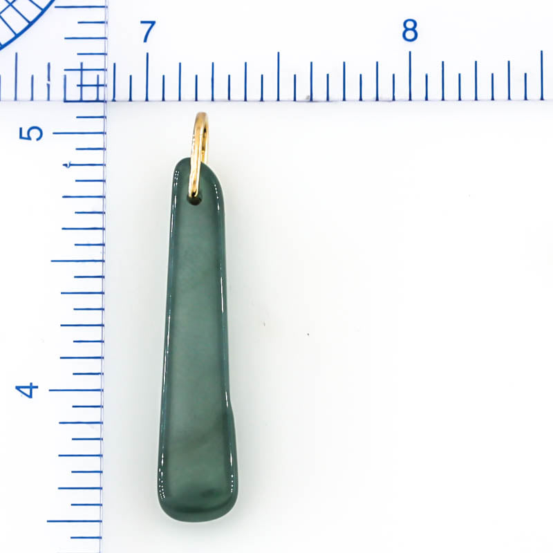 Blue Green Jadeite Jade Freeform 14K Yellow Gold Pendant | Guatemalan Jade | UPC #400887