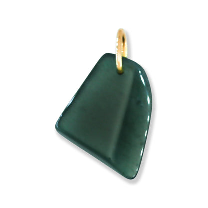 Blue Green Jadeite Jade Freeform 14K Yellow Gold Pendant | Guatemalan Jade | UPC #400801