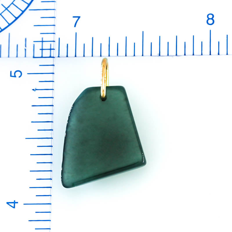 Blue Green Jadeite Jade Freeform 14K Yellow Gold Pendant | Guatemalan Jade | UPC #400801
