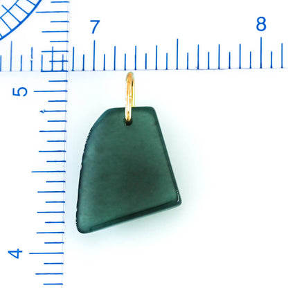 Blue Green Jadeite Jade Freeform 14K Yellow Gold Pendant | Guatemalan Jade | UPC #400801