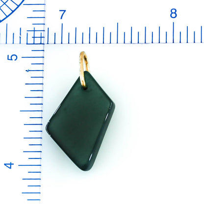 Blue Green Jadeite Jade Freeform 14K Yellow Gold Pendant | Guatemalan Jade | UPC #400801