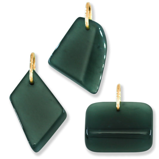 Blue Green Jadeite Jade Freeform 14K Yellow Gold Pendant | Guatemalan Jade | UPC #400801