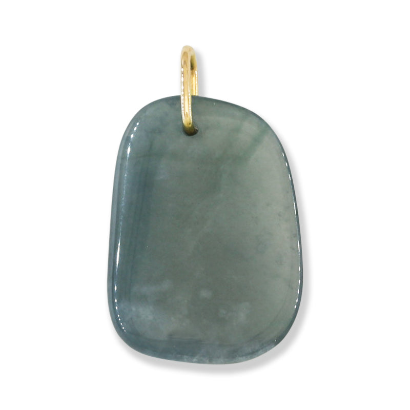 Blue Green Jadeite Jade Freeform 14K Yellow Gold Pendant | Guatemalan Jade | UPC #400870