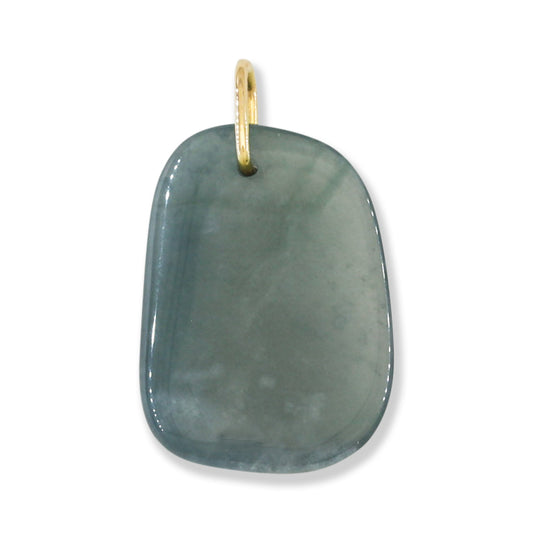 Blue Green Jadeite Jade Freeform 14K Yellow Gold Pendant | Guatemalan Jade | UPC #400870