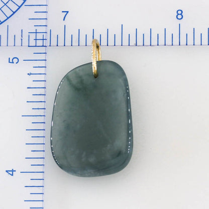 Blue Green Jadeite Jade Freeform 14K Yellow Gold Pendant | Guatemalan Jade | UPC #400870