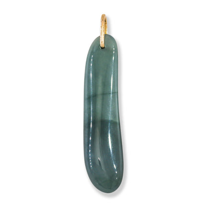 Blue Green Jadeite Jade Freeform 14K Yellow Gold Pendant | Guatemalan Jade | UPC #400825