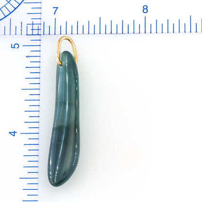 Blue Green Jadeite Jade Freeform 14K Yellow Gold Pendant | Guatemalan Jade | UPC #400825