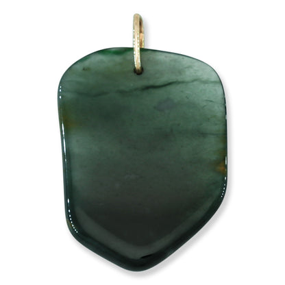 Blue Green Jadeite Jade Freeform 14K Yellow Gold Pendant | Guatemalan Jade | UPC #400740