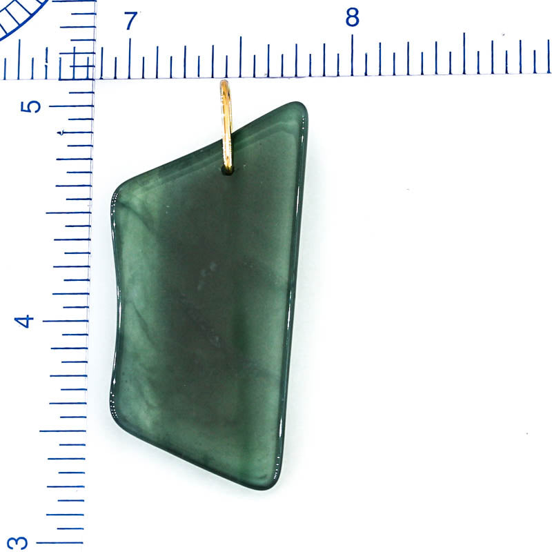 Blue Green Jadeite Jade Freeform 14K Yellow Gold Pendant | Guatemalan Jade | UPC #400757