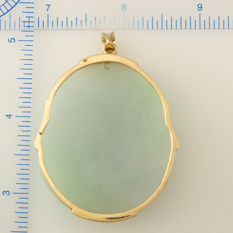 14K YELLOW GOLD GREEN JADEITE JADE BUDDHA PENDANT UPC #390492