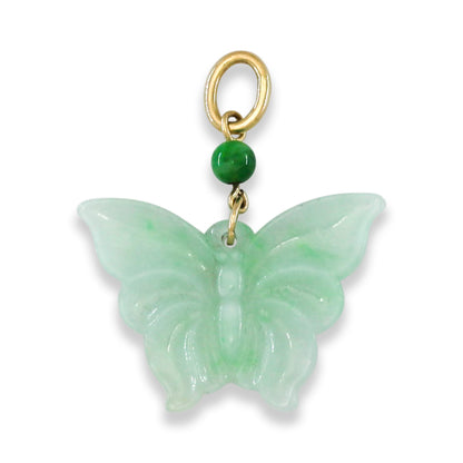Green Jadeite Jade Butterfly 14k Yellow Gold Pendant | UPC #391796