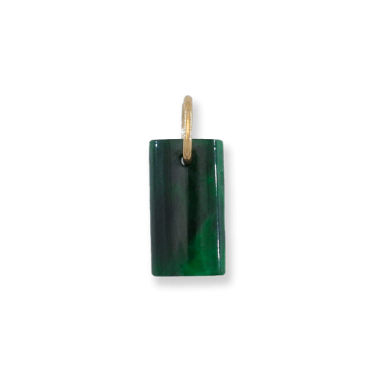 Green Jadeite Jade Half Cylinder 14k Yellow Gold Pendant | UPC #406728