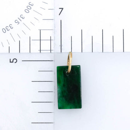 Green Jadeite Jade Half Cylinder 14k Yellow Gold Pendant | UPC #406728