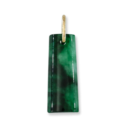14K YELLOW GOLD GREEN JADEITE JADE HALF CYLINDER PENDANT UPC #391161