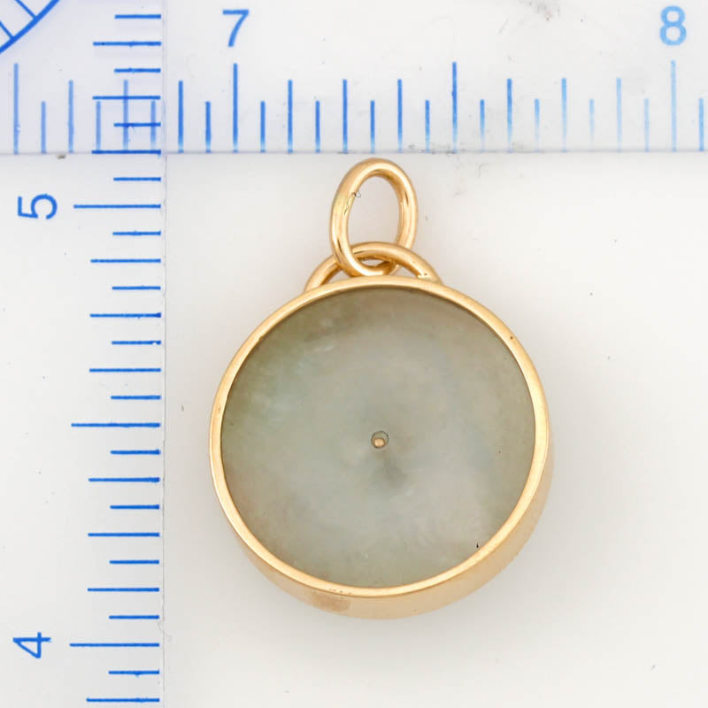 14K YELLOW GOLD WATER JADEITE JADE DISC PENDANT UPC #376625