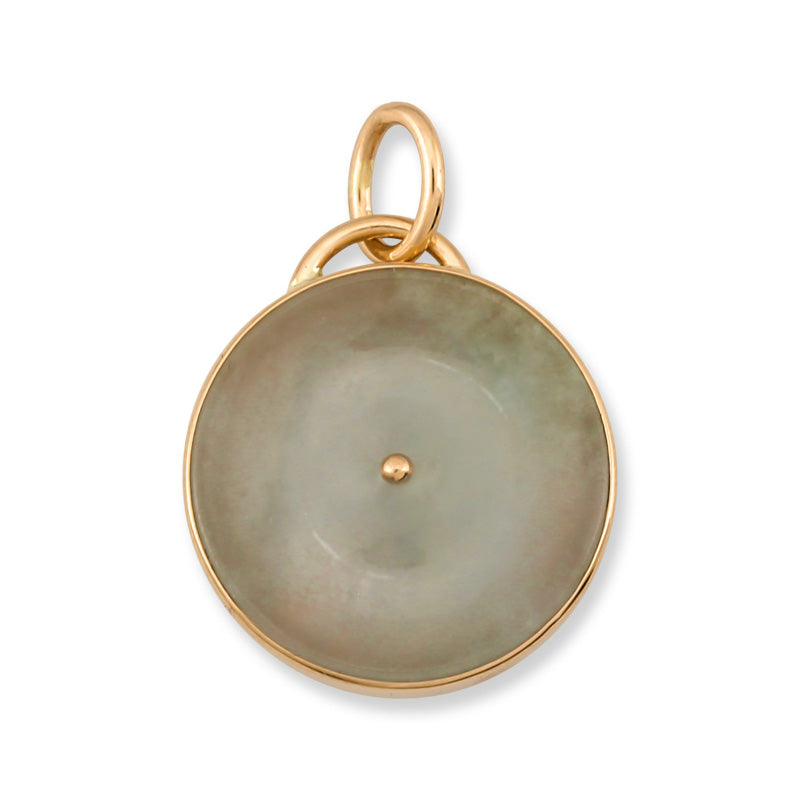 14K YELLOW GOLD WATER JADEITE JADE DISC PENDANT UPC #376625