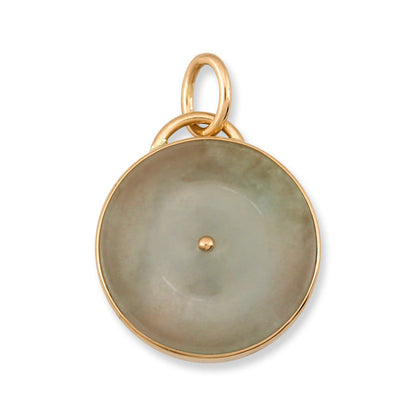 14K YELLOW GOLD WATER JADEITE JADE DISC PENDANT UPC #376625
