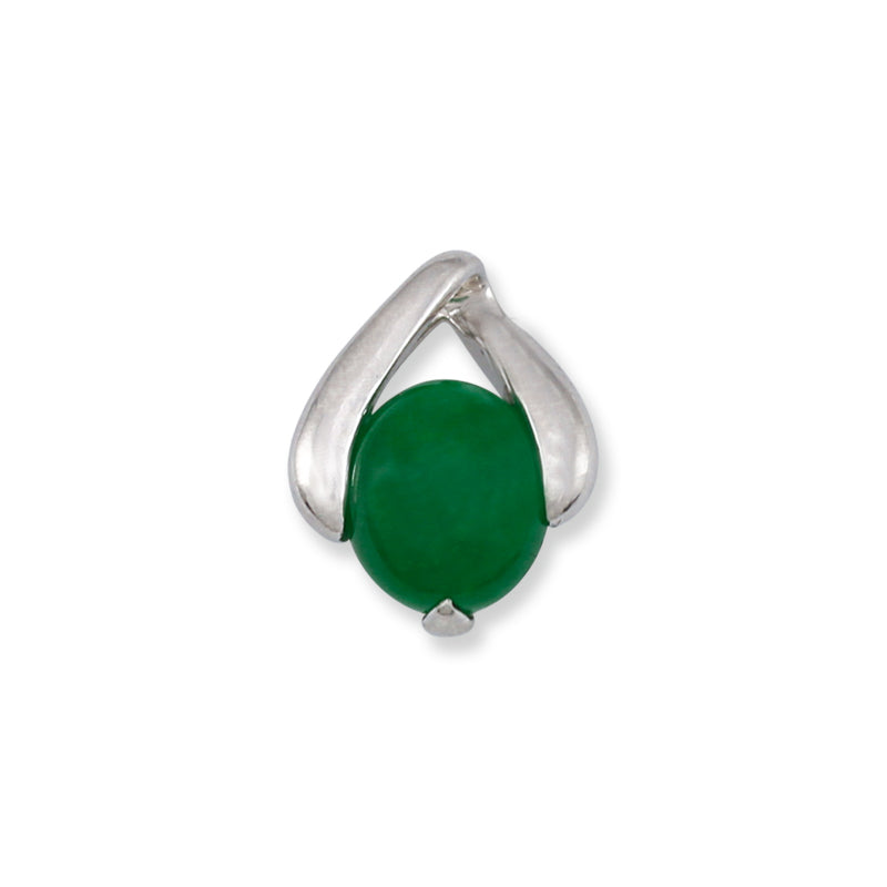 Estate Platinum Green Jadeite Jade Freeform Pendant | UPC #376762