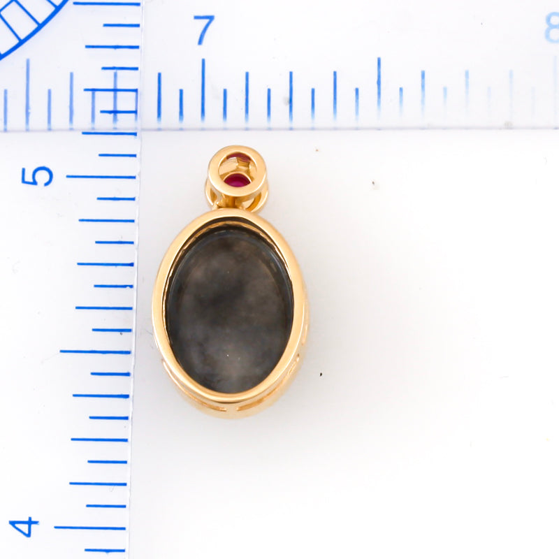 14K YELLOW GOLD GREY JADEITE JADE PENDANT UPC #389557