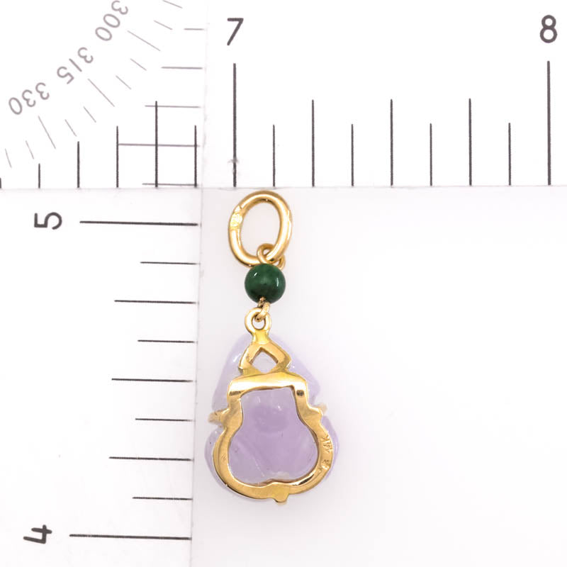 Lavender Jadeite Jade Carved Frog 14K Yellow Gold  | Jade Frog Pendant | UPC #406544
