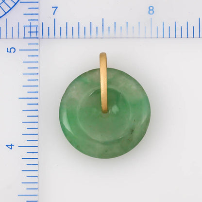Green Jadeite Jade Disc Pendant In 18k Yellow Gold | UPC #379305