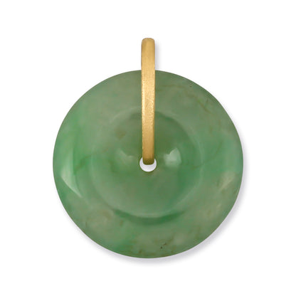 Green Jadeite Jade Disc Pendant In 18k Yellow Gold | UPC #379305