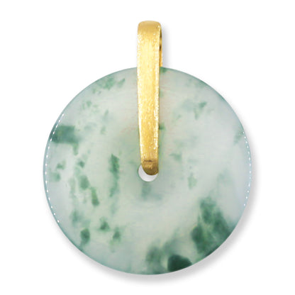 Green Jadeite Jade Pi Disc 14K Yellow Gold Pendant | UPC #400115
