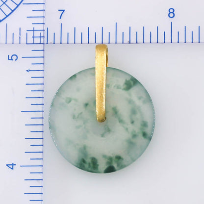 Green Jadeite Jade Pi Disc 14K Yellow Gold Pendant | UPC #400115