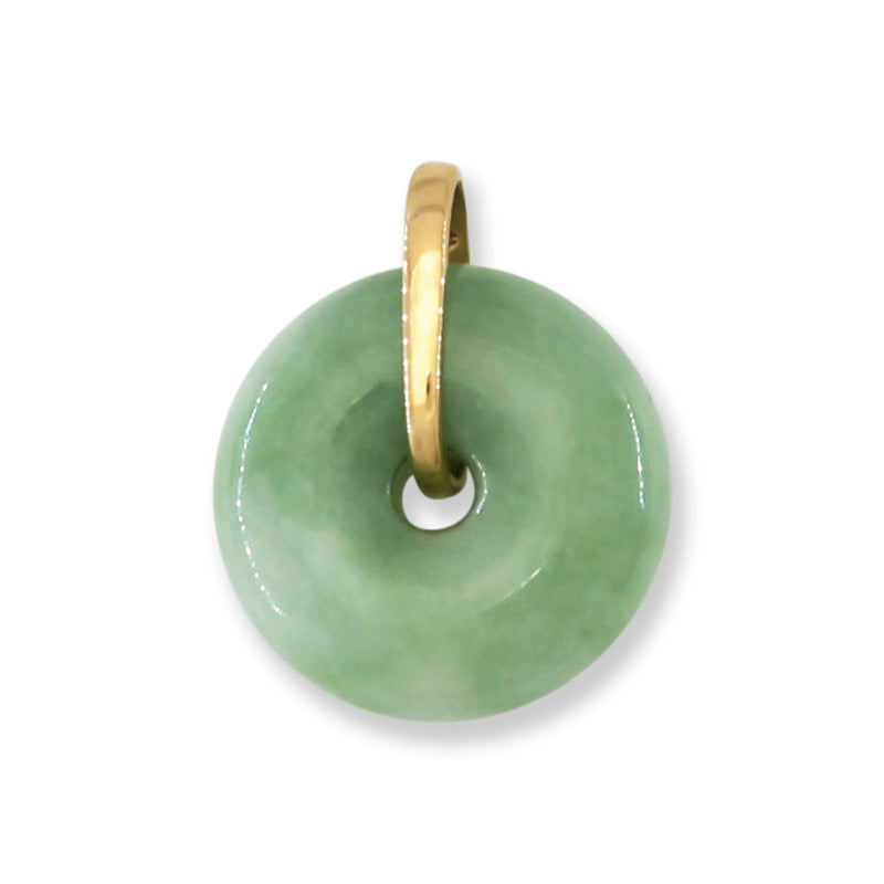 Green Jadeite Jade Pi Disc 14K Yellow Gold Pendant | UPC #399082