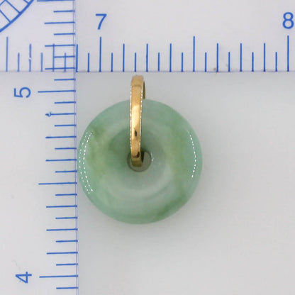 Green Jadeite Jade Pi Disc 14K Yellow Gold Pendant | UPC #399082