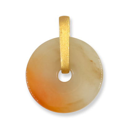 Red Jadeite Jade Pi Disc 14K Yellow Gold Pendant | UPC #406438